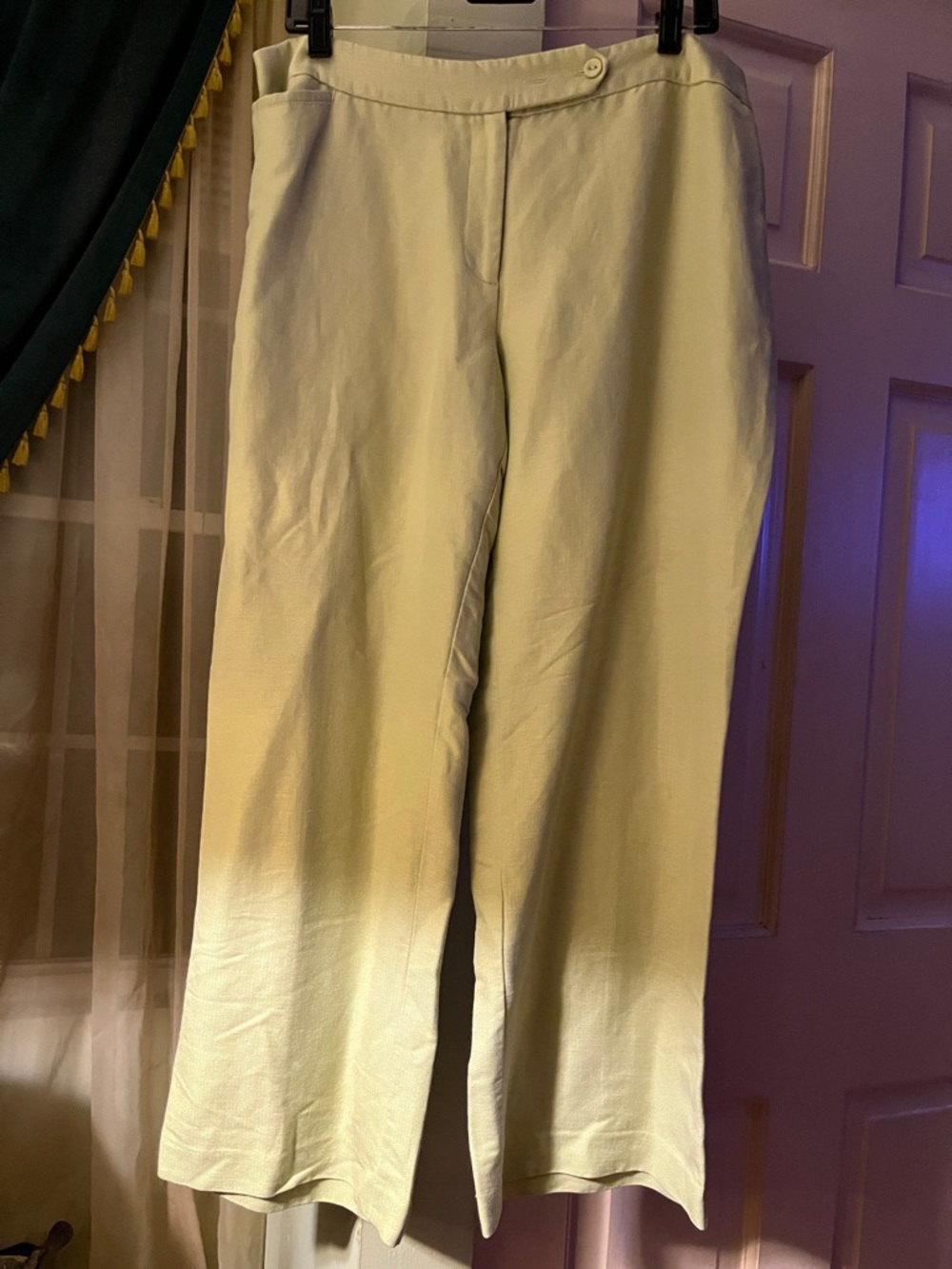 Emma James Light Green Linen Blend Wide-Leg Relaxed Pants Size 16 Petite